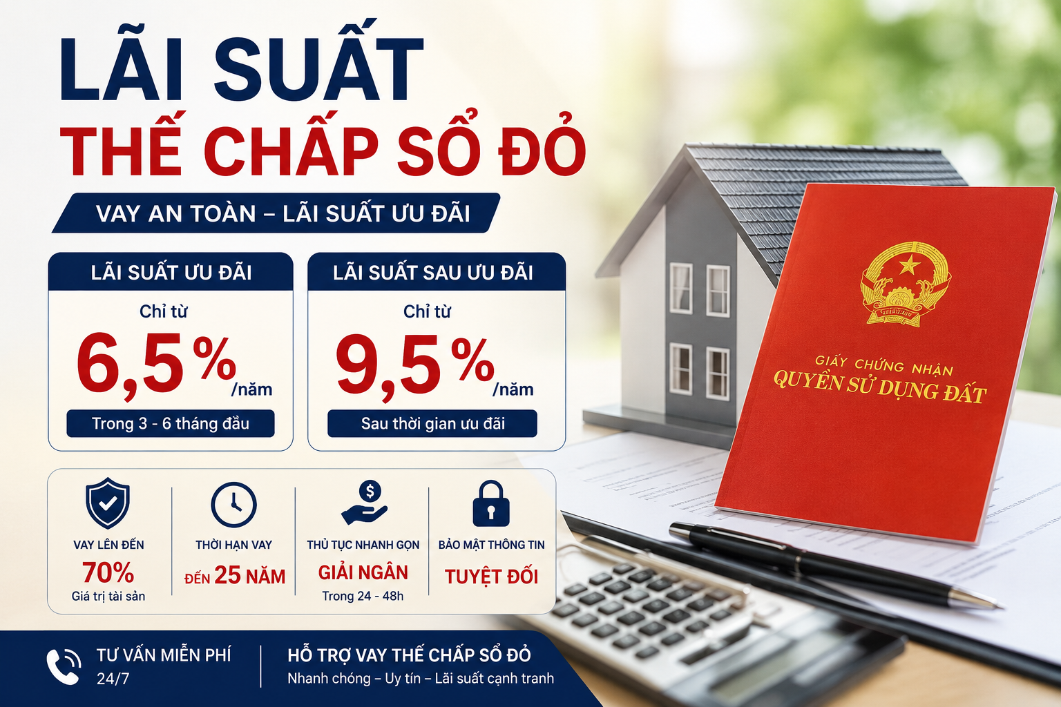 lãi suất thế chấp sổ đỏ