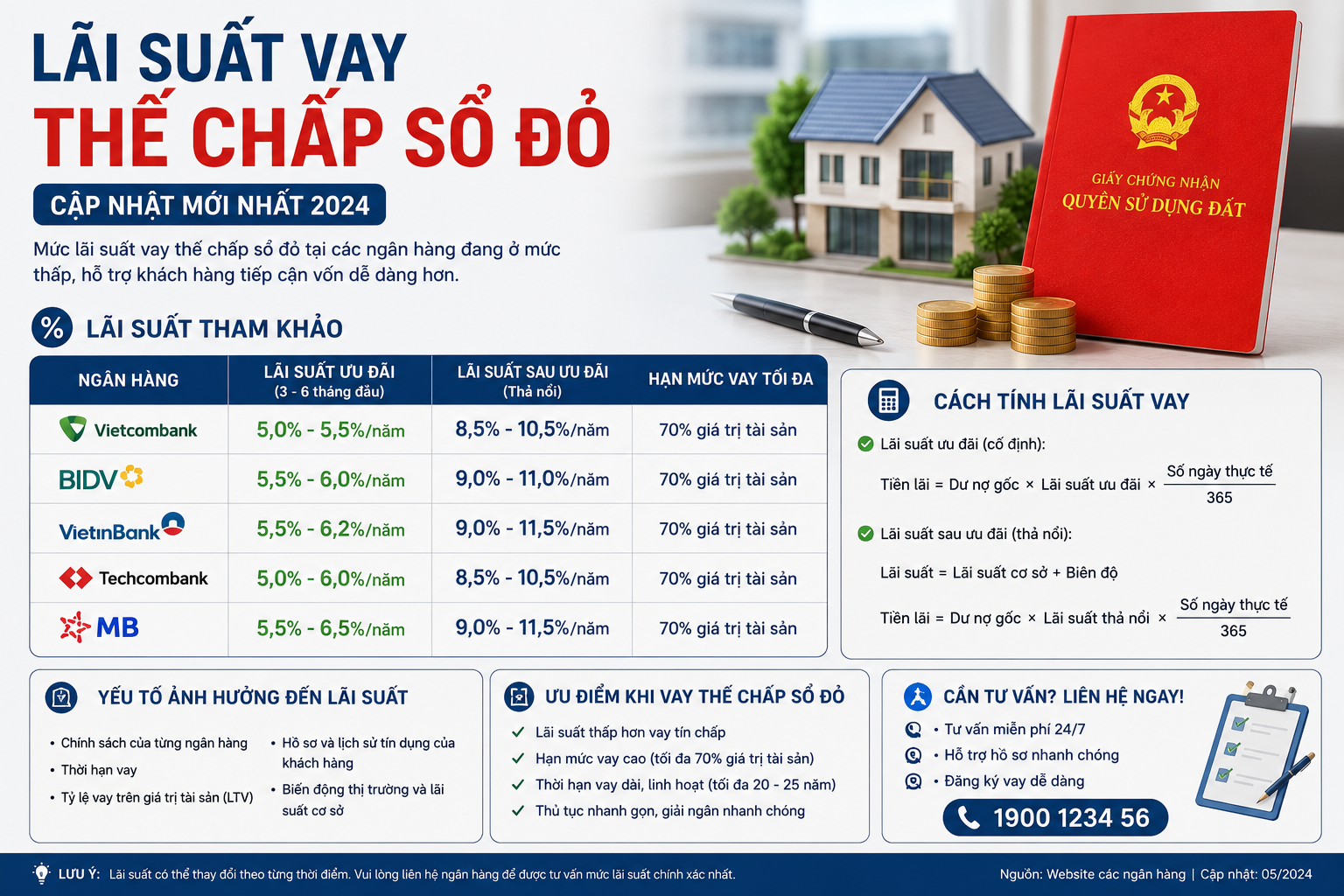 Lãi suất vay thế chấp sổ đỏ