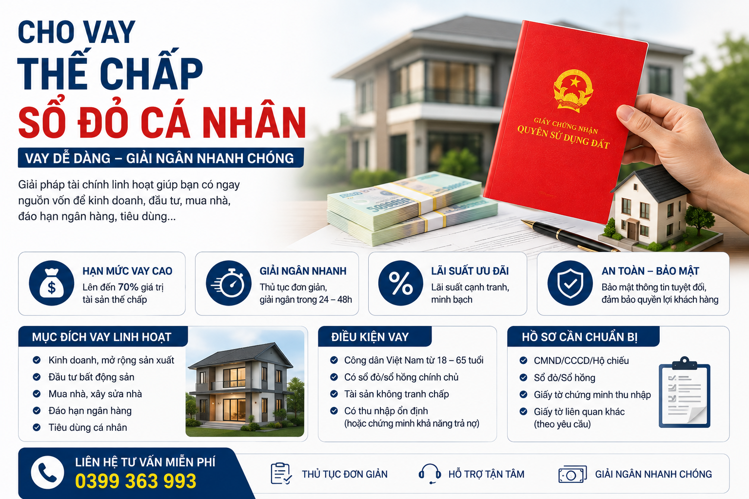 Cắm sổ đỏ vay tiền